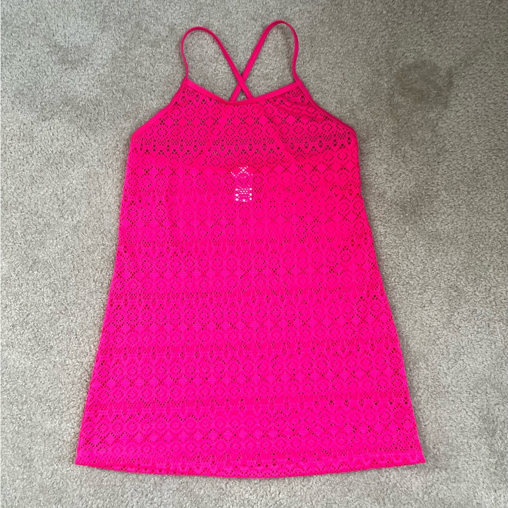 Wonder Nation Bright Pink Crochet Coverup  Dress